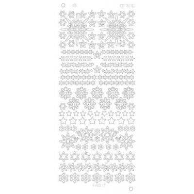 Stickervel: Various Stars Snowflake Platinum - Zilver